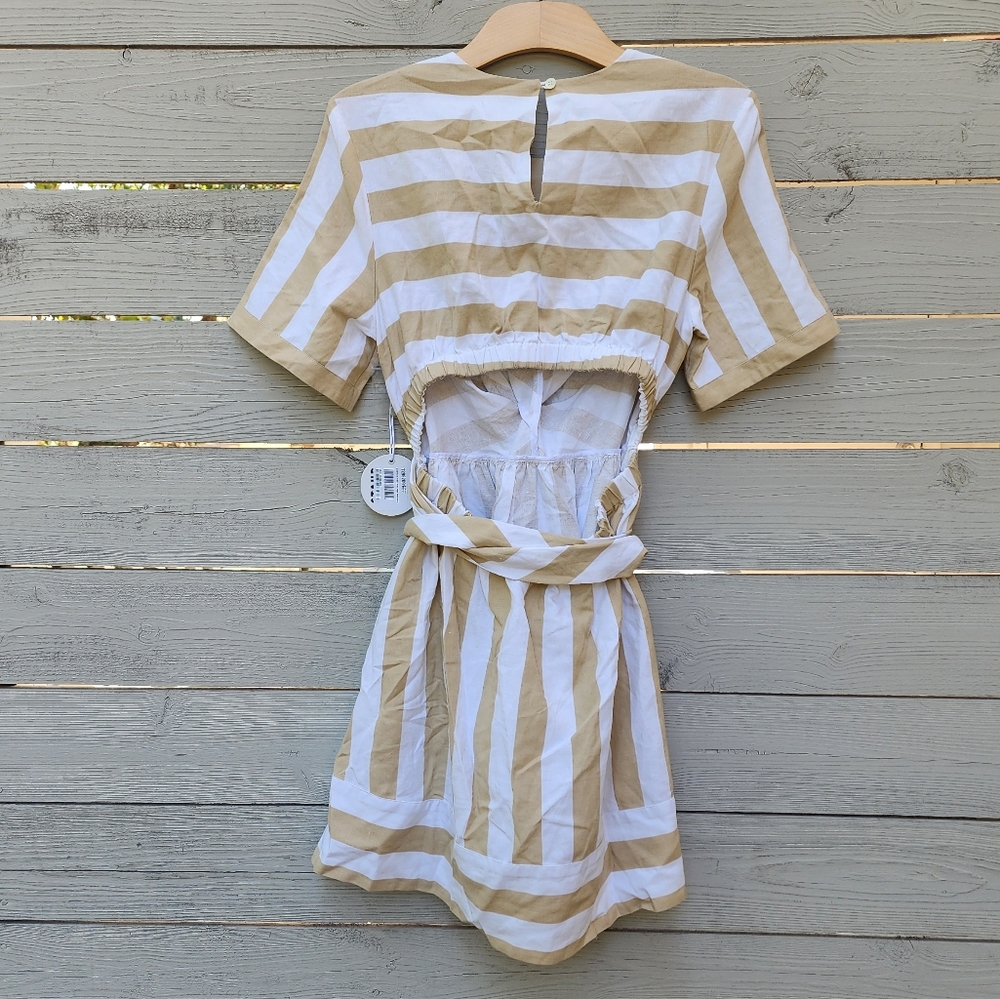 NWT STAUD York Striped Cotton Blend Dress - Picture 8 of 9